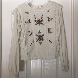 Large free people long sleeve crop with flowers